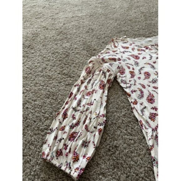 Old Navy Womens Blouse Size Large Floral Popover Long Sleeves Flowy Boho - Picture 7 of 11